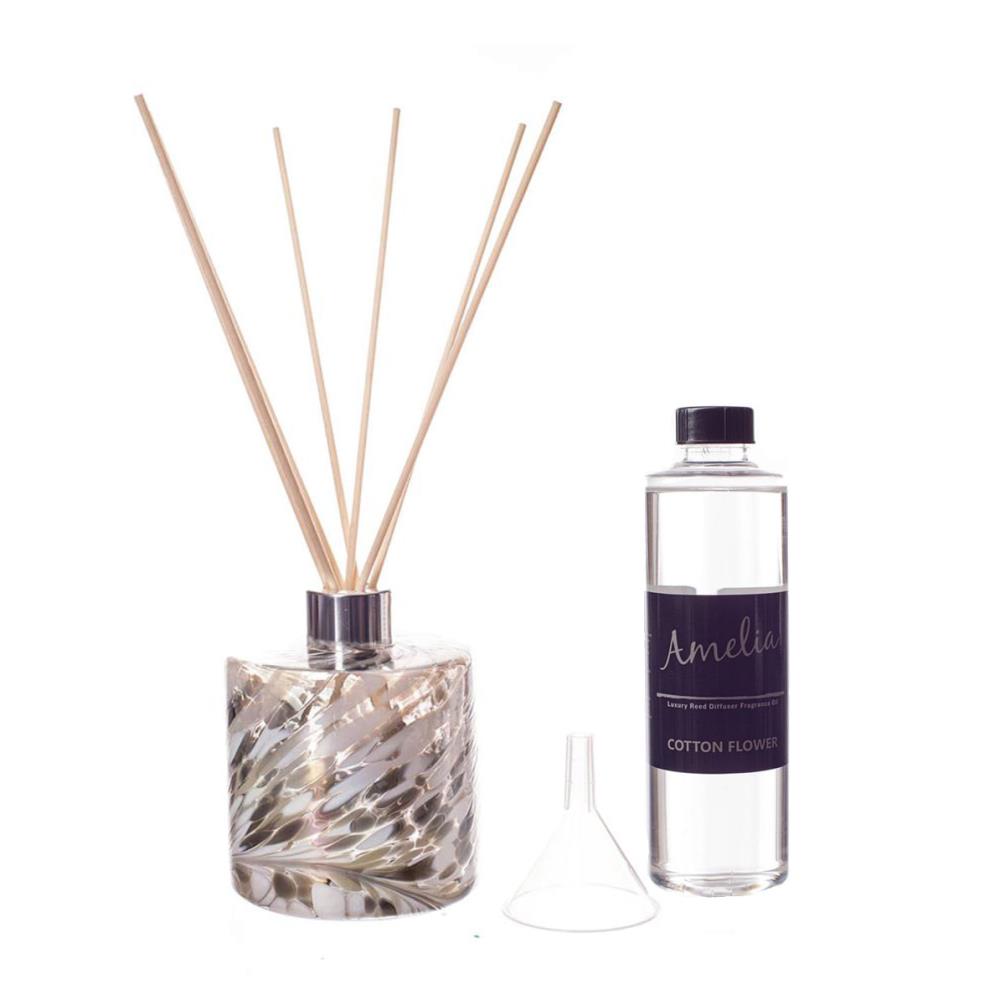 Amelia Art Glass Grey Cylinder Reed Diffuser Gift Set  £35.99